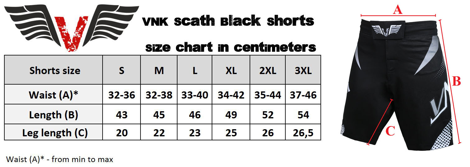 vnk scath shorts black size chart